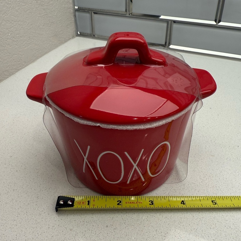 Rae Dunn Red Mini Lidded Pot Glazed Ceramic XOXO Valentine's Day - Picture 9 of 10